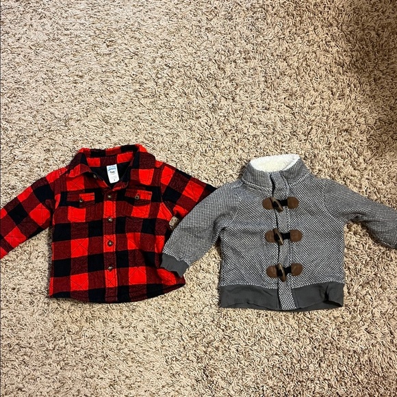 Carter’s bundle grey toggle infant sherpa jacket and plaid Shacket top - Picture 13 of 13